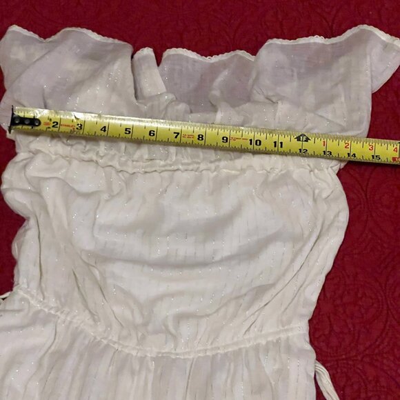 corey lynn calter Womens Size XS Cream Metallic Stripe Strapless Maxi Dress - Picture 10 of 11